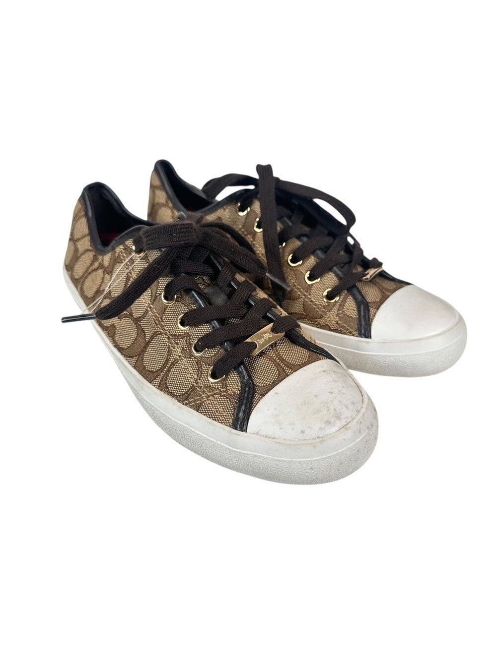 Coach Empire Brown Signature Monogram Sneakers Womens 9.5 Designer Streetwear